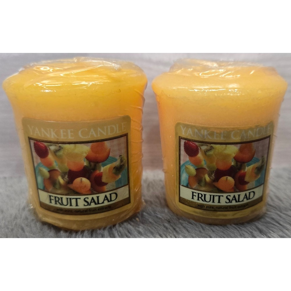 Yankee Candle RETIRED Fruit Salad Scented Votive Candles Set of 2 Yellow New